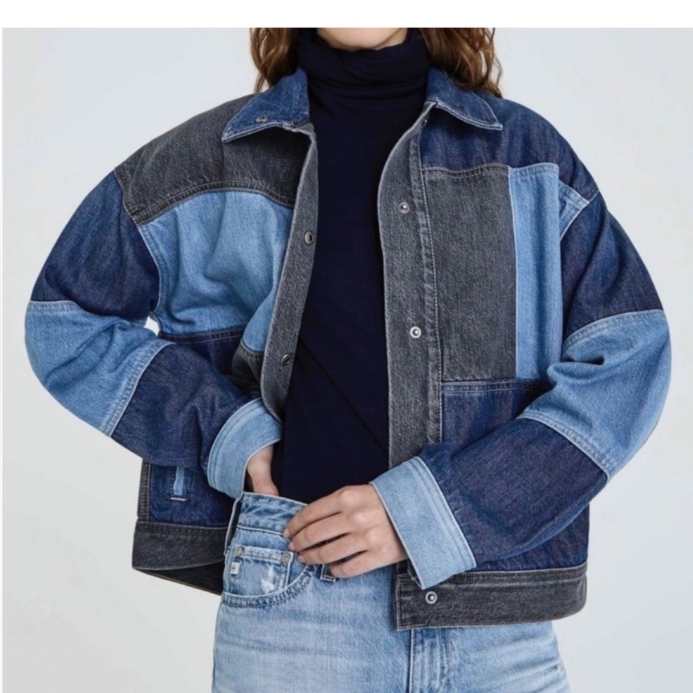 NWOT AG Adriano Goldschmied Denim Jacket in Blue and Black